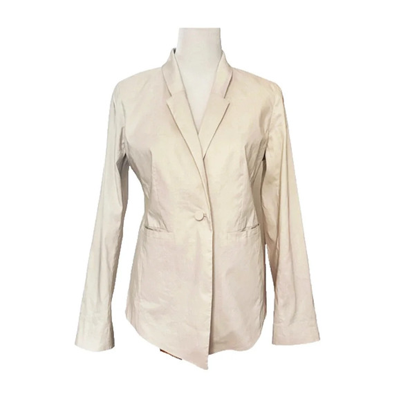 Eileen Fisher Cream Ramie Blend Lined One Button Blazer Size 8 - Picture 1 of 7